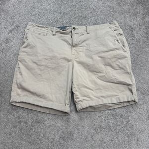 Paperbacks Cotton Casual Chino Shorts Mens 38 Khaki Beige Flat Front Cuffed